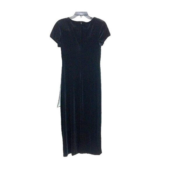 Connected Maxi Dress Size 8 Velvet/Velour Cap Sleeve Cowl Neck Chiffon Scarf New - Picture 3 of 3
